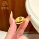 Yulongjing gold brushed tiger eye stone ring for women, new 999 solid gold dot diamond inlaid ring, closed ring for girlfriend, 12 circle size, gold about 2.1g-2.2g