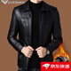 Armani (ARMANI EXCHANGE) Armani lapel leather jacket men's velvet thickened leather jacket young and middle-aged jacket men's winter jacket AG_BL813 black velvet L 175