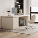 Verdainton Italian light luxury style computer desk bedroom student study table new home slate desk study office writing desk off-white feet + off-white cabinet + Chanel glossy surface 120*60*75 single table with desktop power strip + threading hole + host position