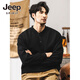 JEEP SPIRIT Jeep retro sweatshirt men's autumn trendy Henry collar half cardigan jacket men's spring and autumn long-sleeved POLO shirt men's black 350g heavyweight XL suitable for 145-160Jin Jin equals 0.5 kg