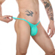 Y men's low-waist thin belt mesh fluorescent sexy thong gay sexy underwear lake blue M667 M (66-76CM) black