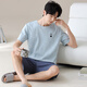 Hengyuanxiang pure cotton pajamas men's summer thin short-sleeved round neck pullover boys can wear home clothes loose 16792 L 170