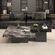 Chion Slate Coffee Table Living Room Home Italian Minimalist High-Quality Combination Tea Table 80 Venetian Brown + 50 Knight Black
