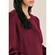 OBBLIGATO Autumn and Winter Round Neck H-shaped Sheep Wool Mixed Cashmere Suit Top Top Burgundy L