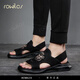 Rowilcs Marque brodée Sandales masculines 2025 Été Nouveau Sandals romains à la tendance pour hommes en améliorant la mode Sports Sports Chaussures Chaussures Black 38