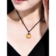 Model photo of 2025 new gold double C necklace Fat Fortune Gold Tuo 18k gold safety lock pendant braided rope for girlfriend Little Fat Fortune pendant small size + gold beads black rope