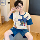 Yuyin Boy Pajamas Детский летний костюм с короткими рукавами для среднего и большого мальчика Модная летняя домашняя одежда 695 [хлопок] Рекомендуется 140-150 см. Вес 65-80 Джин [Джин равняется 0,5 кг]