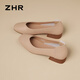 Zhr dicke Fersenbootschuhe für Frauen, flacher Mund einfach Frauenschuhe für Sommerpendel -Single -Schuhe für Frauen AH677 Aprikosenfarbe 40
