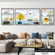 Zeichnen der Stadt moderne einfache Wohnzimmerdekoration mit Uhr Atmosphärische Fulu Landschaft Sofa Hintergrund Wandtriptychon Wanduhr ZP1283 + ZP1284 + ZP1285 MIDER 70*50 cm + links und rechts