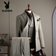 Playboy (PLAYBOY) light luxury high-end suit suit men's high-end British double-breasted plaid suit three-piece groom's wedding dress black (suit + pants + vest) 3XL 56