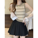 Chaleco de suspensión de punto rayado retro francés para mujeres en verano, exterior, camisa base sin mangas, negro, talla individual, recomendado 85-135 Jin [Jin equivale a 0.5 kg]