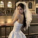 LAN SHU WHITE BRIDE Завеса регистрация головной убор предложение головного убора.