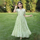 G.DUCK KIDS girls' dress summer 2025 new fashionable children's chiffon floral skirt thin big children's summer cotton skirt 6630 light blue free pearl headband 160 cm