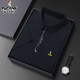 Woodpecker Mulberry Silk Traceless Drape Short Sleeve T-Shirt Men's Summer Thin Business Lapel POLO Shirt Bottoming Paul Top Short Sleeve 671 Black XL 175 Recommended 135-150 Jin Jin equals 0.5 kg