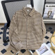 Bangqi Plaid Casual Shirt Men's Spring and Automne Shirt Shirt Lapon Corean Top Retro Retro Loose Veste C694-Black M