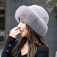 Princess Mink Mink Fur Hat Women's Autumn and Winter Mink Fur Fox Fur Fisherman Hat Mink Fur Straw Hat Winter Fashion Warm Basin Hat Black Princess Hat