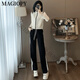 
MAGIOPY International Luxury High-end Brand European Station Set Women's Clothing 2025 Spring Fashion Age Reducing Short Jacket Top Black Top + Black Pants S (100Jin [Jin equals 0.5 kg])