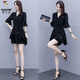 
Woodpecker Small Man Set Two-Piece Women's 2025 Summer New Style Large Size Small Fat Show High Belly High Belly Shirt Shorts [4018#] Black Set L 115Jin [Jin Equal to 0.5kg]