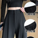 Lugeli black suit pants for women 2025 new high waist drooping wide-leg pants pear-shaped casual straight-leg pants spring and autumn trousers suit pants black L [recommended 110-120Jin [Jin equals 0.5 kg]] regular
