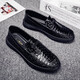 YRC Yierkang 2025 Été Génétique Cuir Cuir Casual Men's Chaussures British Style Chaussures en cuir décontracté Les gens paresseux Kick Hands 9903 Black 43