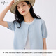
Eifli (eifini) Eifli round neck fake two-piece knitted cardigan for women's summer thin outer sun protection top 2025 summer new style Sea ice blue L 115-130Jin [Jin equals 0.5 kg]