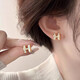 Xiaomi (MI) H letter earrings for women, shell light luxury high-end earrings, versatile new earrings, Chinese Valentine's Day gift for girlfriend, Japanese and Korean light luxury shell letter H sterling silver earrings