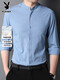 Playboy (PLAYBOY) Men's Henry Collar Long Sleeve Shirt Bottoming Shirt Shirt 2025 Autumn New Chinese Style Trendy Top Men's Autumn Clothing White S 90-100Jin Jin is equal to 0.5 kg
