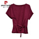 Kuzhang (Kuzhang) Jacquard Ice Seidenhemd für Frauen kurzärmelige Design-Nische und einzigartiges Top für Sommerkleidung für Frauenmodische äußeres Hemd Dunkelgrün 7027# M 95-114jin [Jin gleich 0,5 kg]