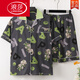 Langsha (Langsha) Summer de algodón de algodón delgado de algodón de algodón de algodón de algodón Juego de ropa para hombres Versión coreana de dibujos animados de verano