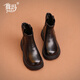 Wuma Girls Martin Boots Children's Short Boots 2025 New Girls Autumn and Winter Leather Boots Chelsea Velvet Black Second Cotton Shoes