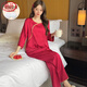 
LangSha (LangSha) mulberry silk pajamas for women in spring and summer style silk high-end new Chinese style chest pad temperament Chinese style half-sleeved home clothing CM-5861 champagne color 2XL Recommended 140-160Jin [Jin equals 0.5 kg] chest pad