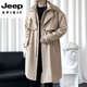 JEEP SPIRIT High-End Mid-Length Windbreaker Men's Stand Collar Cape Coat 2025 Autumn New Fashion Casual Jacket Men's 104 Black XL 126-140Jin Jin is equal to 0.5 kg