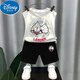 迪士尼（Disney）男童夏装儿童套装夏季纯棉男宝宝短裤背心休闲运动套装洋气两件套 靛蓝背心T983+黑短裤T273 110 cm 建议身高100-110CM