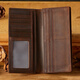 GPHF Japanese handmade genuine leather men's wallet ultra-thin long cowhide multi-card wallet two-fold simple retro men's bag light brown