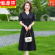 恒源祥中老年女装夏季薄款连衣裙妈妈新中式绣花短袖裙子阔太太时尚衣服 藏青 XL (90-115斤)