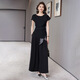 Ehangy light luxury brand dress for women 2025 summer new style fashionable and versatile slim temperament and age-reducing high-end skirt bean green + black S