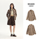 Semir long-sleeved shirt for women mid-length lazy loose off-shoulder autumn chic retro plaid shirt 101524105004