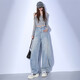 
Light-colored scimitar jeans for women in summer 2025 new pear-shaped meat-covering drooping small banana wide-leg pants light blue trousers L size recommended 110-119Jin [Jin equals 0.5 kg]