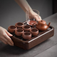 Shangyanfang ebony solid wood tea tray tea tray water storage drain type small home office kung fu tea set dry brewing tea table