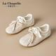 La Chapelle Frauenschuhe lässige deutsche Trainingschuhe atmungsableere leichte Sportschuhe Sommer Neue trendige dicke Schuhe Reisgrau 37