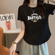 
GTYUWVG American-style front shoulder pure cotton women's short-sleeved T-shirt for women 2025 summer new style slimming belly curved hem top 6227 black curved red letters S
