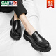 Cartelo Men's Loafers 2025 Мужские туфли повышенная толстая подошва блестящая модная кожаная обувь Ленивые бобы 3518 черные 38