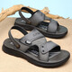 Sandalias de suela suave ultra luz zapatos para hombres, sandalias de playa sin deslizamiento, dual-uso informal fuera del verano de mediana edad transpirable 2025 Nuevo modelo 6187 Negro 38