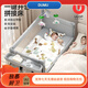 ULOP Youlebo Crib Multifunctional Travel Bed Splicing Large Bed Mobile Portable Newborn Baby Bed Diaper Table Champagne Color (One-click opening and closing + changing diapers + shaking)