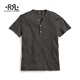 RRL Men's Classic Waffle Knitted Cotton Henley RL90189 001-Black L
