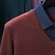 Hengyuanxiang Shirt Collar Sweater Men's Pure Wool 2025 Autumn and Winter New Men's Fake Two-Piece Wool Sweater Tops Business Casual Deep Sea Blue