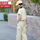 Victoria's style 2025 summer new fashion short-sleeved jacket + suspender vest + casual pants three-piece set small fragrance style suit for women light blue M