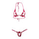 Open three-point bra sexy temptation lace transparent temptation thong women's erotic underwear 1042 red one size