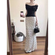 
DIEJIAONUO Dress Women's Clothing 2025 Summer New Korean atmosphere and temperament slim outfit women's suit gentle style 3895 top + skirt S
