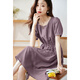 Ehangy international brand women's light luxury high-end dress summer new round neck short sleeve waist-hugging long skirt light purple [high-end gift box] L